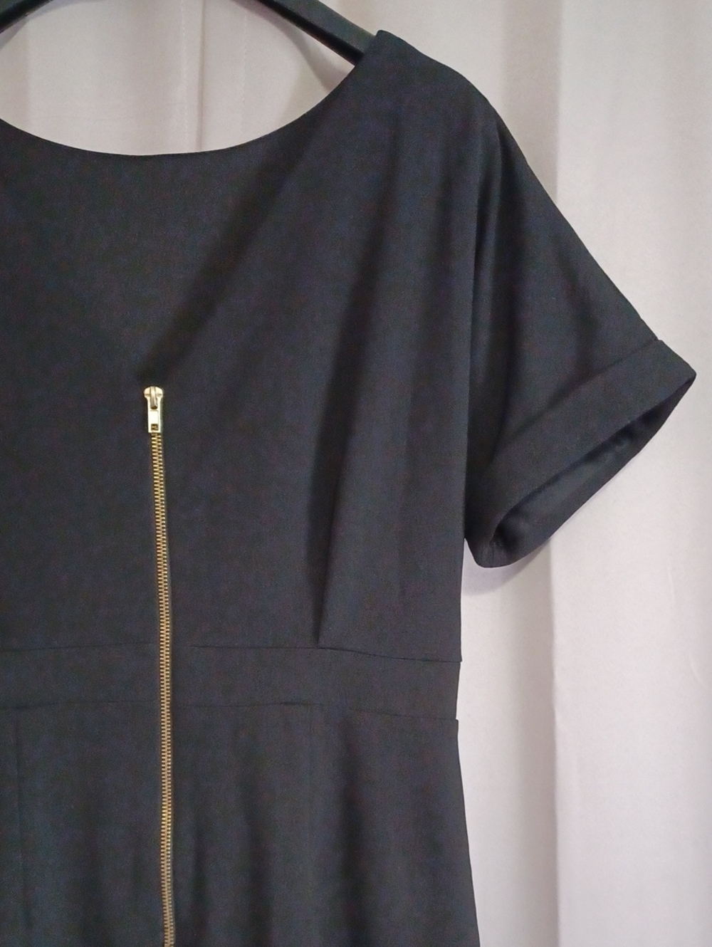 Alexia Admor Black Jacqueline Dolman Sheath Midi Dress V-Back Gold Zipper Size L - Picture 10 of 15